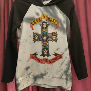 Guns N Roses Sweatshirt Women's Small White gray tie dye Pullover Hoodie